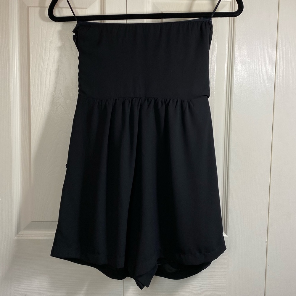 Express Ruffle Tube Romper in Black - Picture 2 of 6